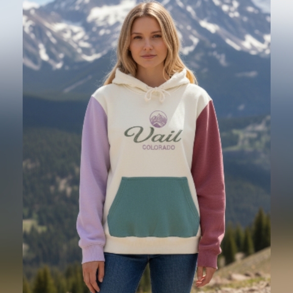 Vail Colorado Hoodie Multicolor Women's Small Colorblock - Picture 1 of 10